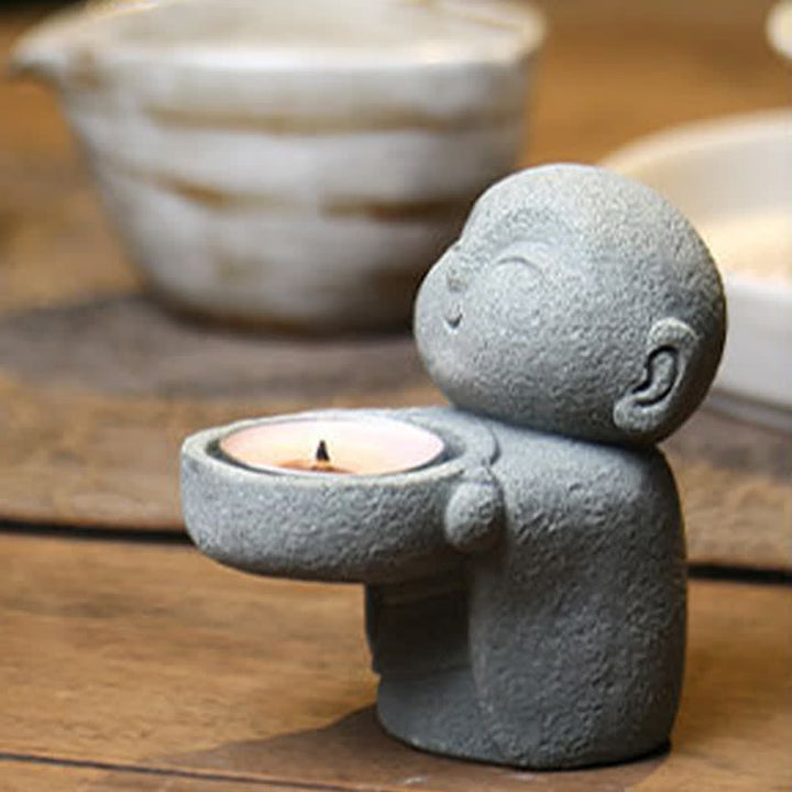 Buddha Stones Statuette de Bouddha Sérénité en résine, porte-bougie décoratif (bougie non incluse) - image 9