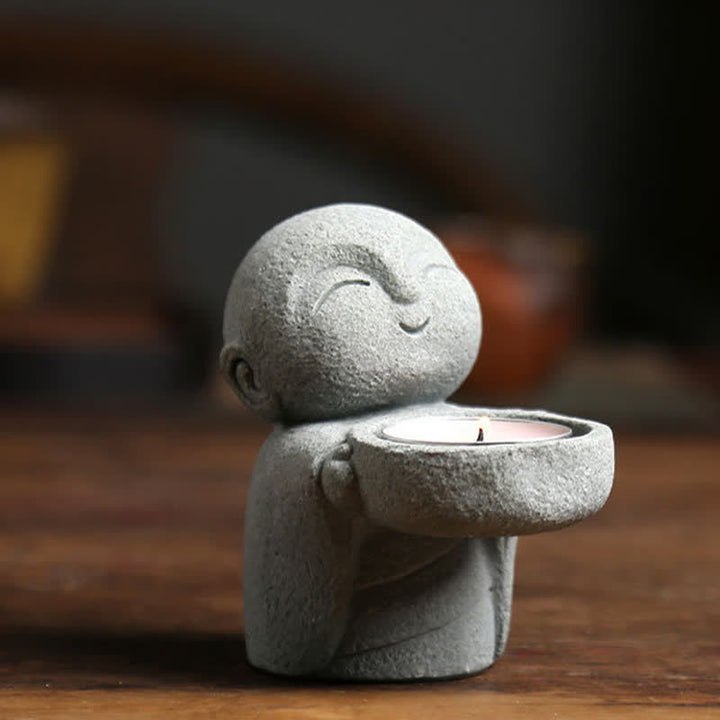 Buddha Stones Statuette de Bouddha Sérénité en résine, porte-bougie décoratif (bougie non incluse) - image 8