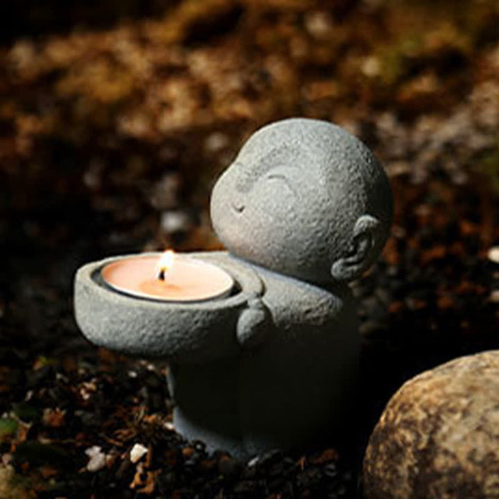Buddha Stones Statuette de Bouddha Sérénité en résine, porte-bougie décoratif (bougie non incluse) - image 3