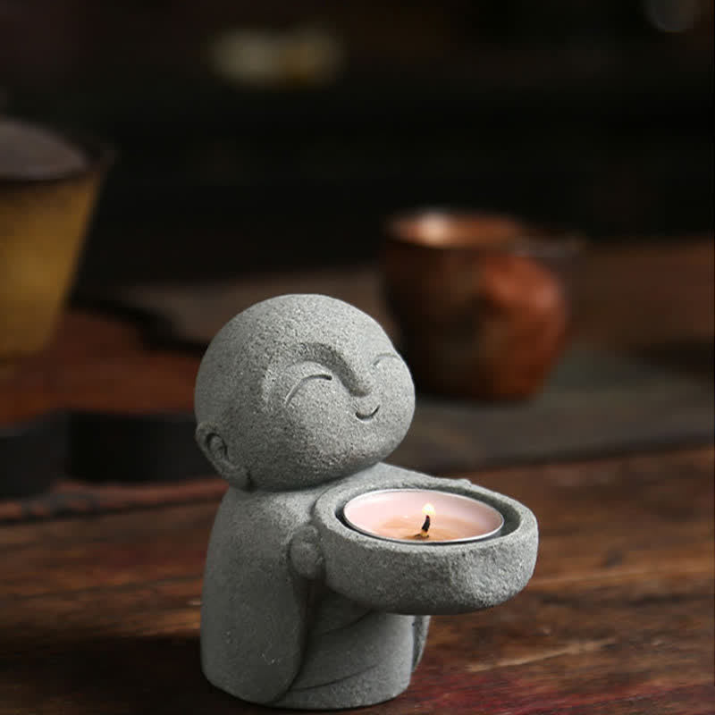 Buddha Stones Statuette de Bouddha Sérénité en résine, porte-bougie décoratif (bougie non incluse) - image 10