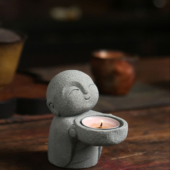 Buddha Stones Statuette de Bouddha Sérénité en résine, porte-bougie décoratif (bougie non incluse) - image 10