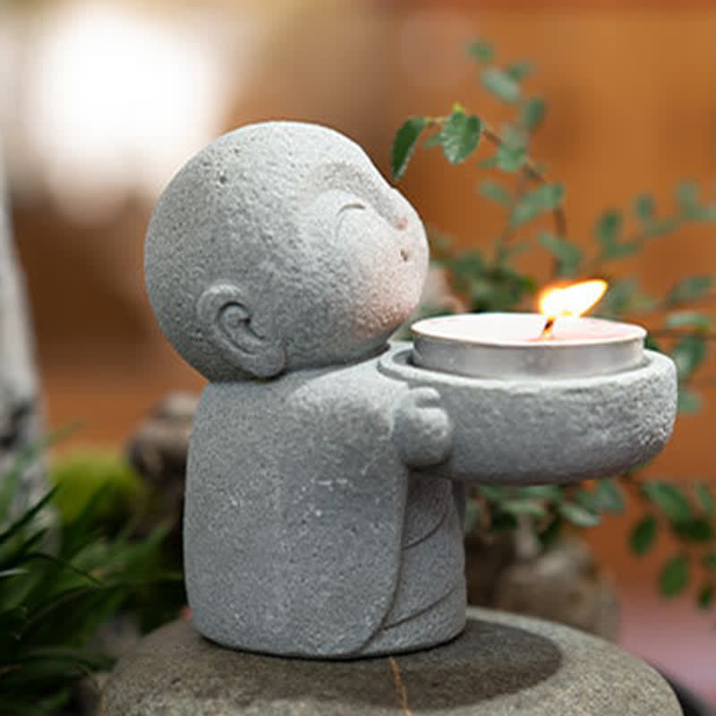 Buddha Stones Statuette de Bouddha Sérénité en résine, porte-bougie décoratif (bougie non incluse) - image 11