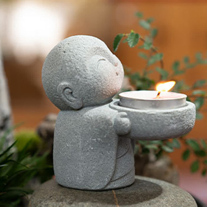Buddha Stones Statuette de Bouddha Sérénité en résine, porte-bougie décoratif (bougie non incluse) - image 11