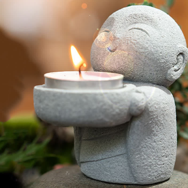 Buddha Stones Statuette de Bouddha Sérénité en résine, porte-bougie décoratif (bougie non incluse) - image 12