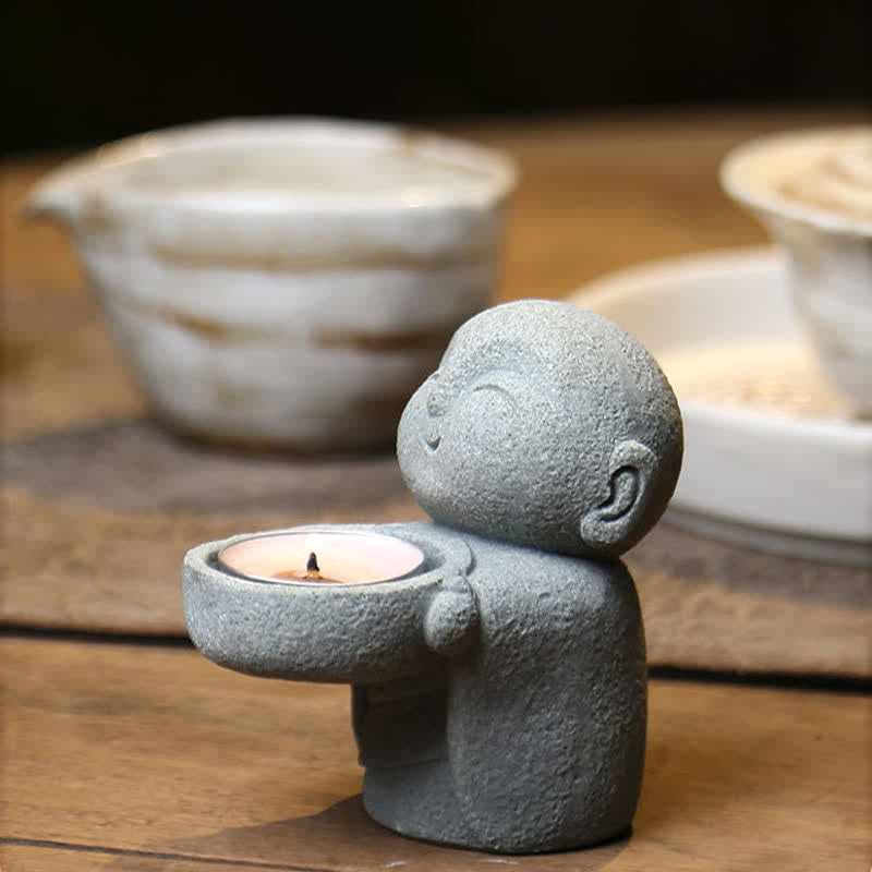 Buddha Stones Statuette de Bouddha Sérénité en résine, porte-bougie décoratif (bougie non incluse) - image 1