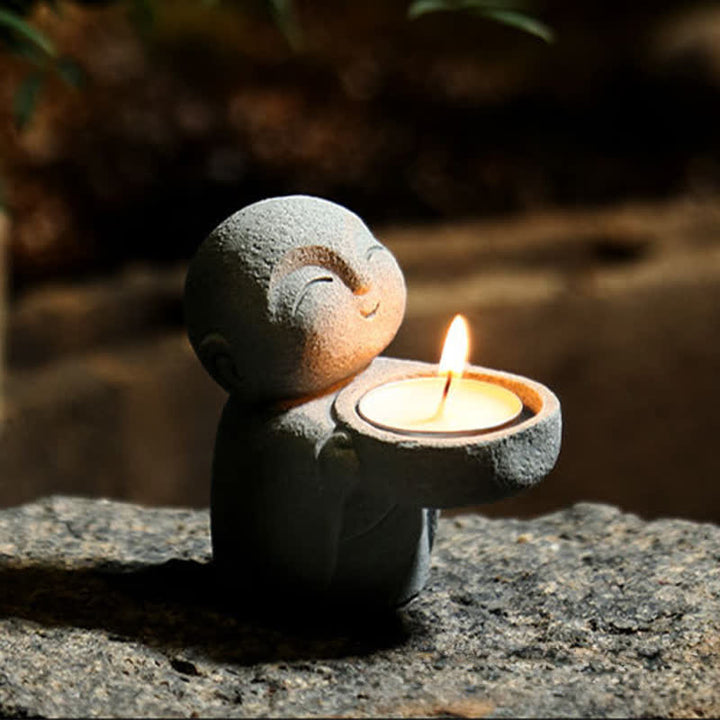 Buddha Stones Statuette de Bouddha Sérénité en résine, porte-bougie décoratif (bougie non incluse) - Bouddha (Compassion ♥ Sérénité) - image 0