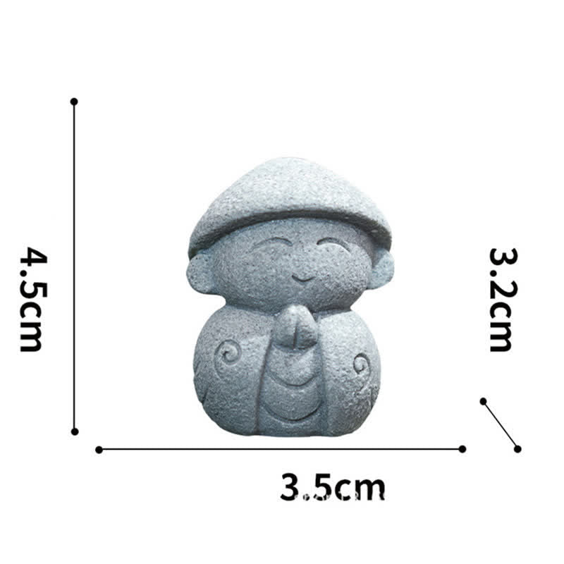 Buddha Stones Petite statue de prière en résine représentant le Bouddha Ksitigarbha, symbole de méditation et de compassion. - À capuche 4,5*3,5*3,2 cm - image 1