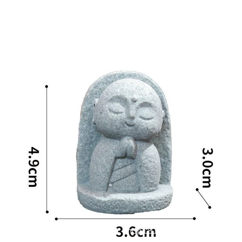 Buddha Stones Petite statue de prière en résine représentant le Bouddha Ksitigarbha, symbole de méditation et de compassion. - Prière inclinée 4,9*3,6*3,0 cm - image 12