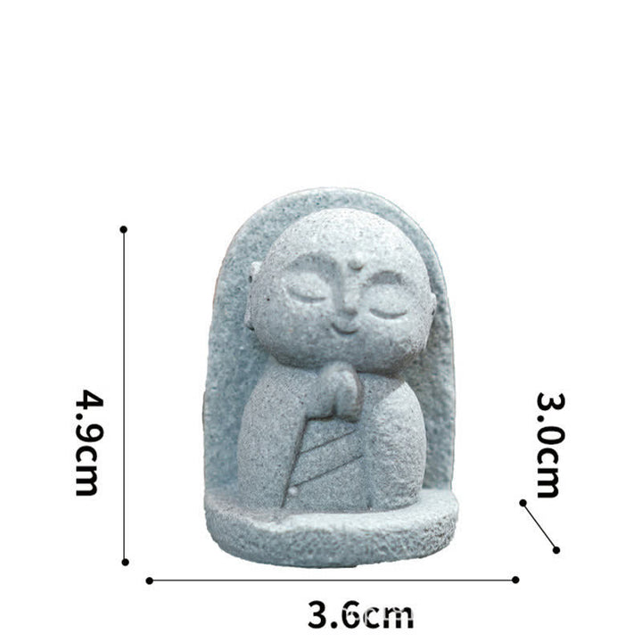 Buddha Stones Petite statue de prière en résine représentant le Bouddha Ksitigarbha, symbole de méditation et de compassion. - Prière inclinée 4,9*3,6*3,0 cm - image 12