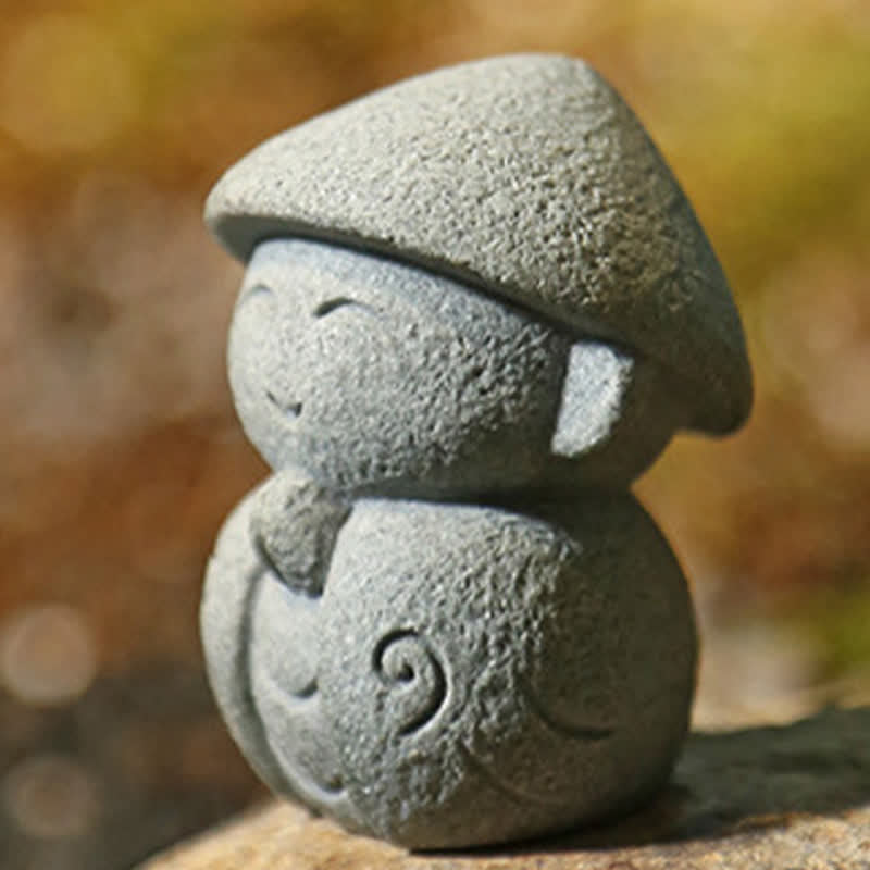 Buddha Stones Petite statue de prière en résine représentant le Bouddha Ksitigarbha, symbole de méditation et de compassion. - image 6