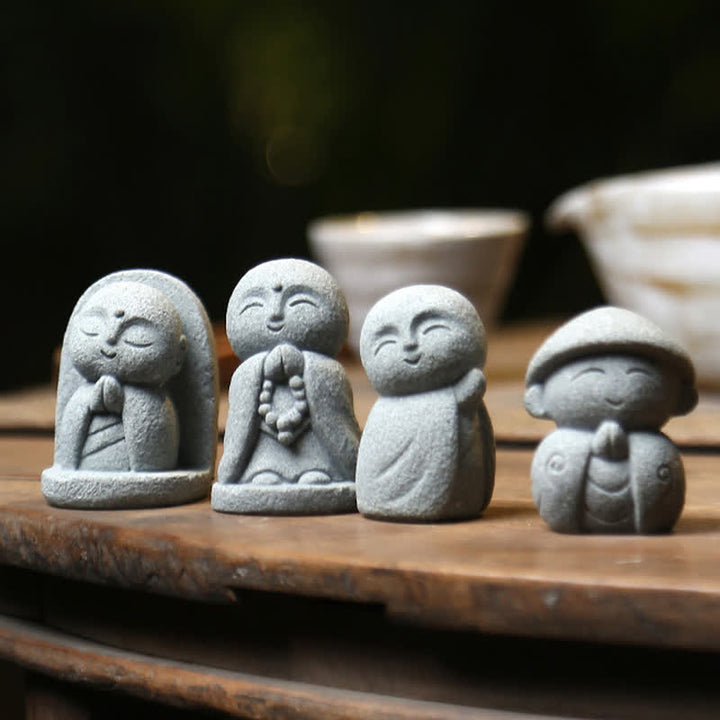 Buddha Stones Petite statue de prière en résine représentant le Bouddha Ksitigarbha, symbole de méditation et de compassion. - image 22