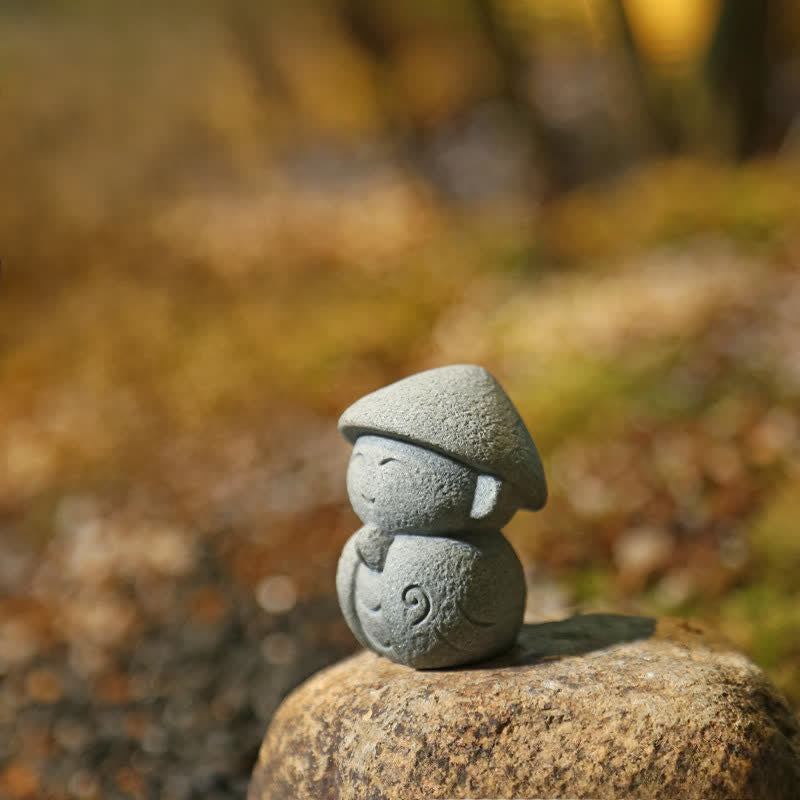 Buddha Stones Petite statue de prière en résine représentant le Bouddha Ksitigarbha, symbole de méditation et de compassion. - image 4