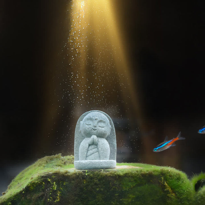 Buddha Stones Petite statue de prière en résine représentant le Bouddha Ksitigarbha, symbole de méditation et de compassion. - image 14