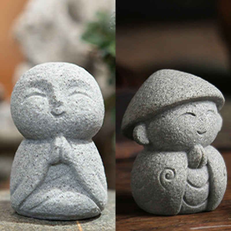 Buddha Stones Petite statue de prière en résine représentant le Bouddha Ksitigarbha, symbole de méditation et de compassion. - image 20