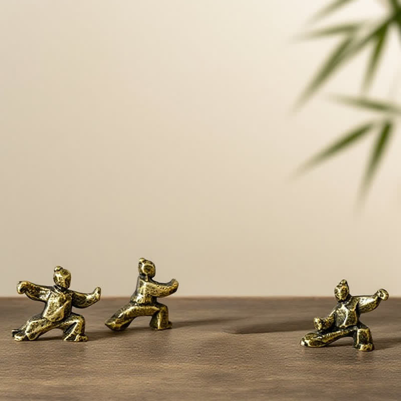 Buddha Stones Figurine miniature décorative Zen Guerrier Tai Chi Harmonie en cuivre - image 9