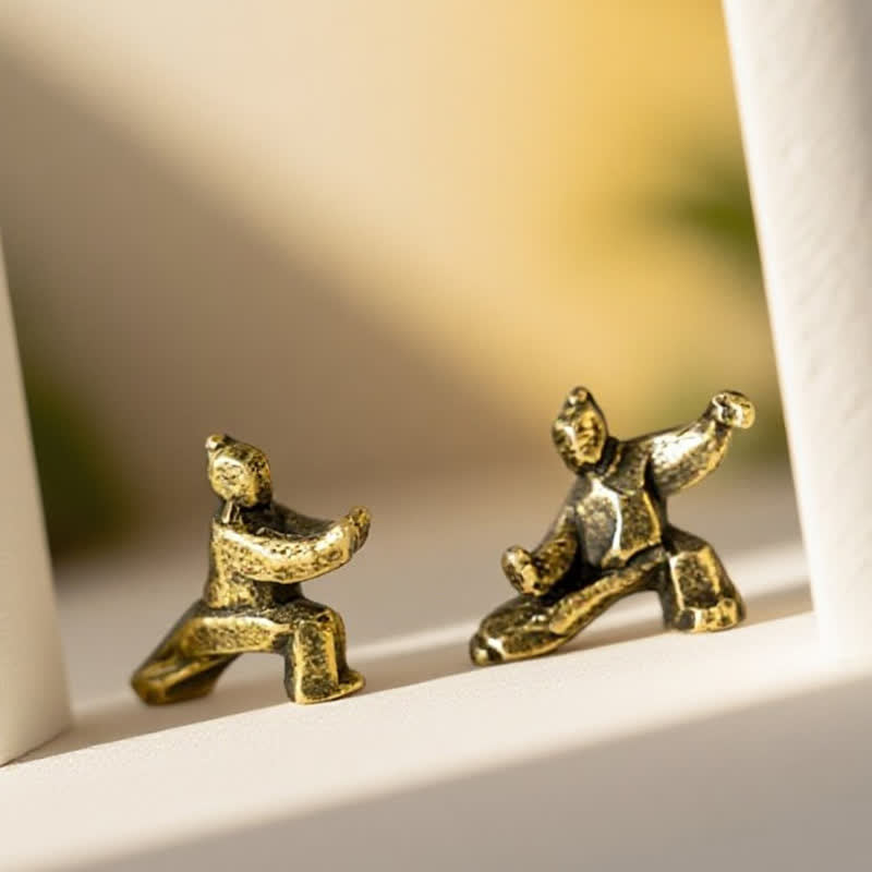 Buddha Stones Figurine miniature décorative Zen Guerrier Tai Chi Harmonie en cuivre - image 11