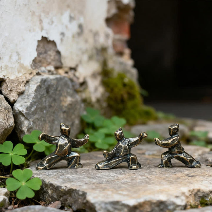 Buddha Stones Figurine miniature décorative Zen Guerrier Tai Chi Harmonie en cuivre - image 8