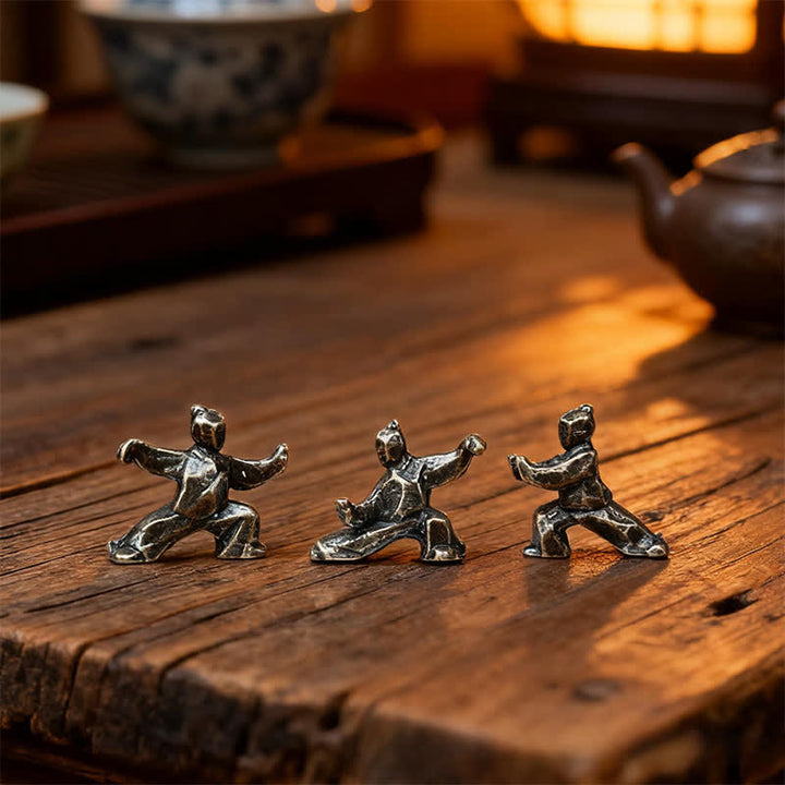 Buddha Stones Figurine miniature décorative Zen Guerrier Tai Chi Harmonie en cuivre - image 7