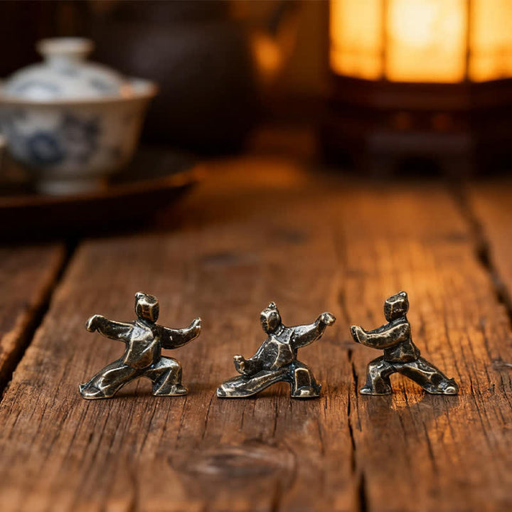 Buddha Stones Figurine miniature décorative Zen Guerrier Tai Chi Harmonie en cuivre - image 0