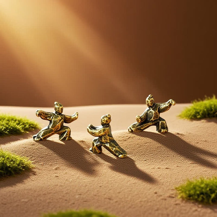 Buddha Stones Figurine miniature décorative Zen Guerrier Tai Chi Harmonie en cuivre - image 15