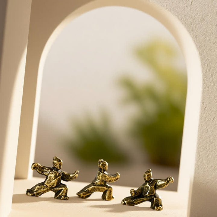 Buddha Stones Figurine miniature décorative Zen Guerrier Tai Chi Harmonie en cuivre - image 16