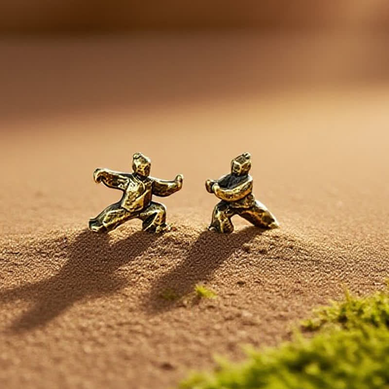 Buddha Stones Figurine miniature décorative Zen Guerrier Tai Chi Harmonie en cuivre - image 12