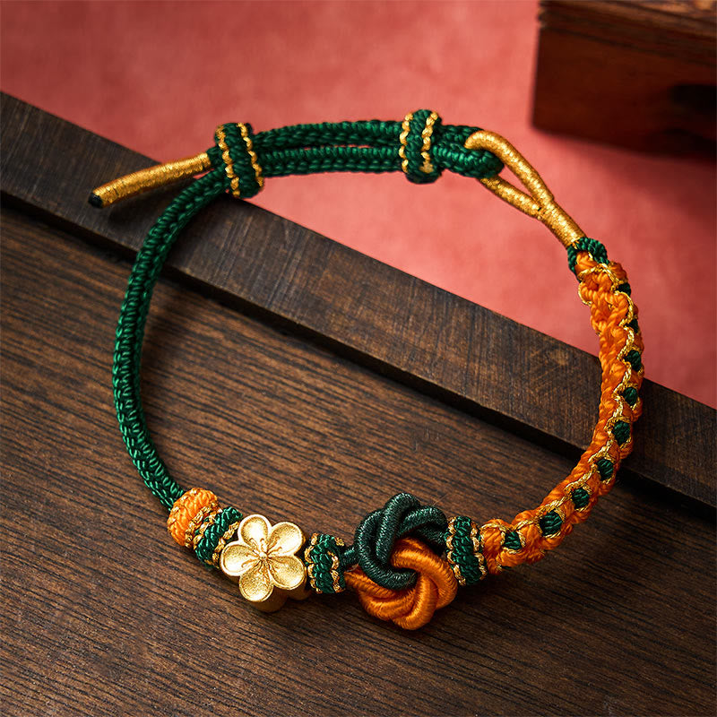 Buddha Stones Bracelet de confiance en corde tressée mandala - Vert foncé - Avec accessoire de fleur - image 16