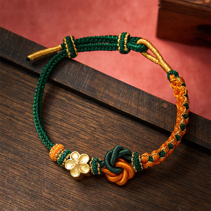 Buddha Stones Bracelet de confiance en corde tressée mandala - Vert foncé - Avec accessoire de fleur - image 16