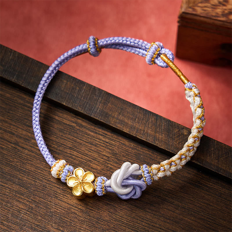 Buddha Stones Bracelet de confiance en corde tressée mandala - Bleu ciel clair - Avec accessoire de fleur - image 19
