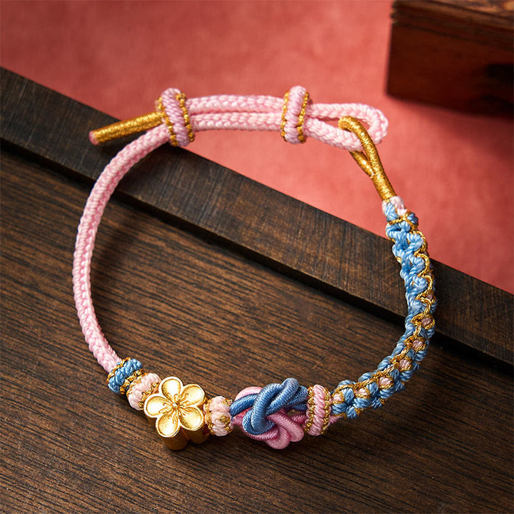 Buddha Stones Bracelet de confiance en corde tressée mandala - Rose - Avec accessoire de fleur - image 26