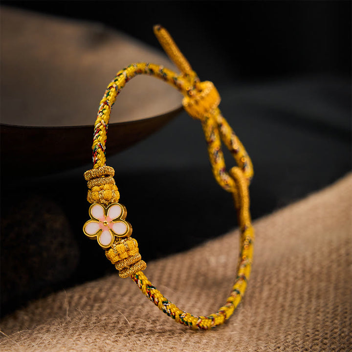 Buddha Stones Bracelet d'enracinement en corde tressée jaune - image 3