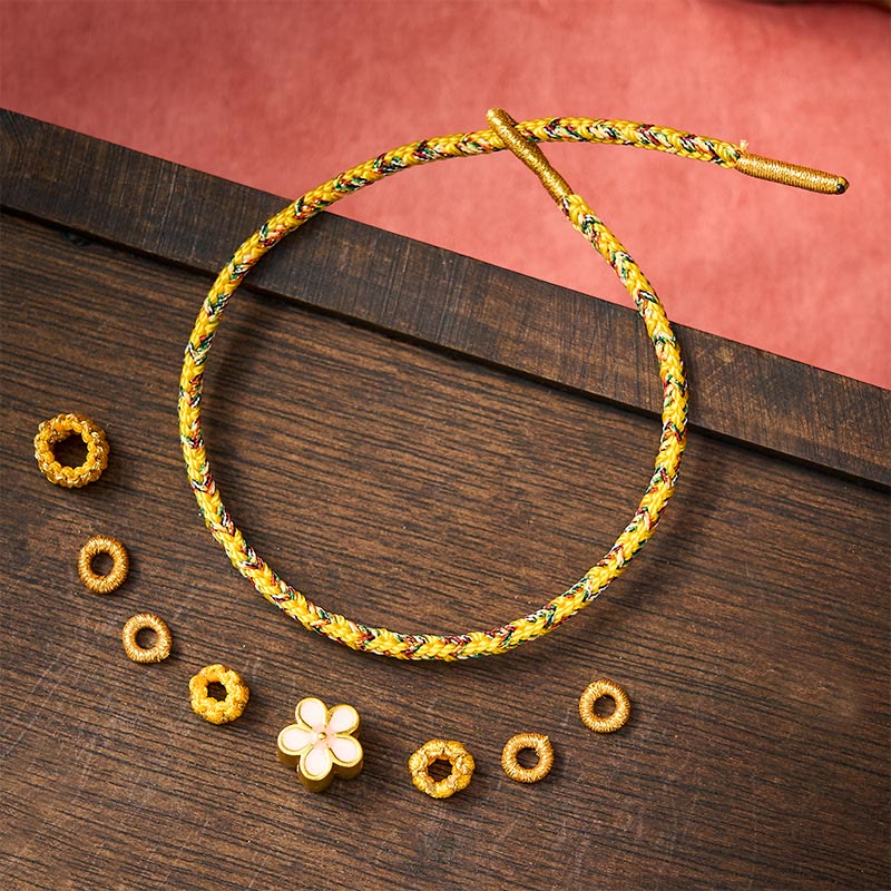 Buddha Stones Bracelet d'enracinement en corde tressée jaune - image 4