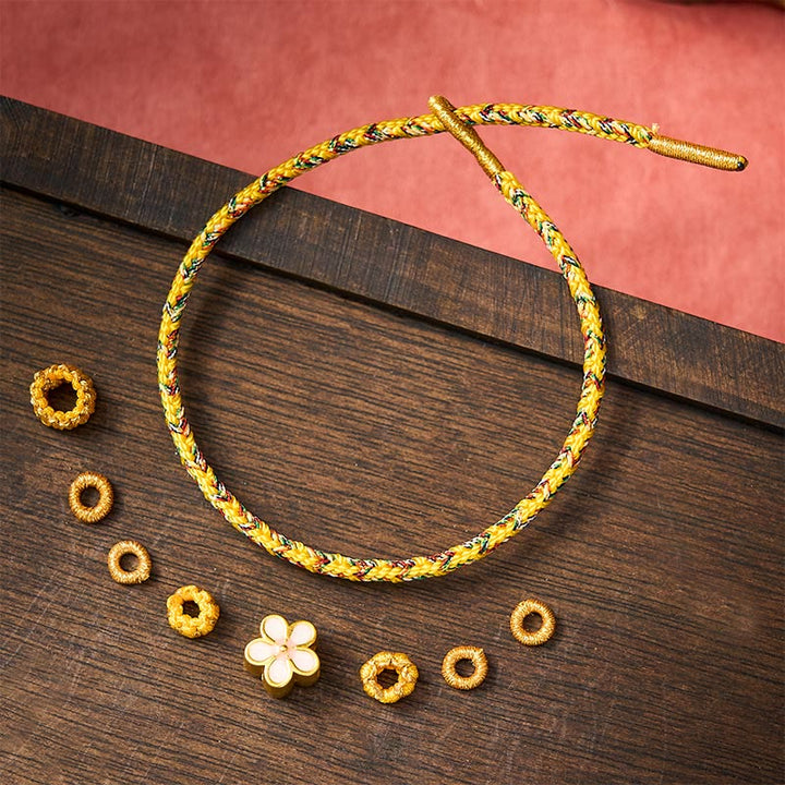 Buddha Stones Bracelet d'enracinement en corde tressée jaune - image 4
