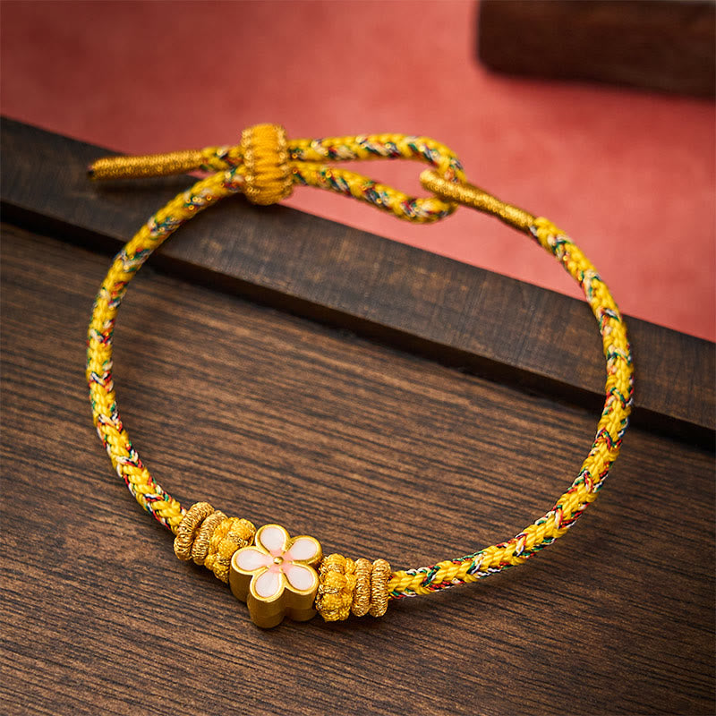 Buddha Stones Bracelet d'enracinement en corde tressée jaune - image 1