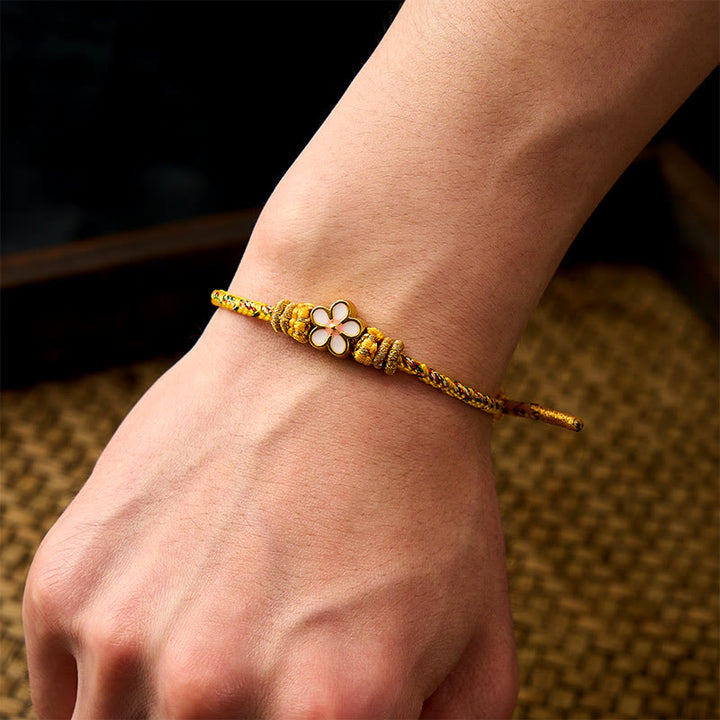 Buddha Stones Bracelet d'enracinement en corde tressée jaune - image 5