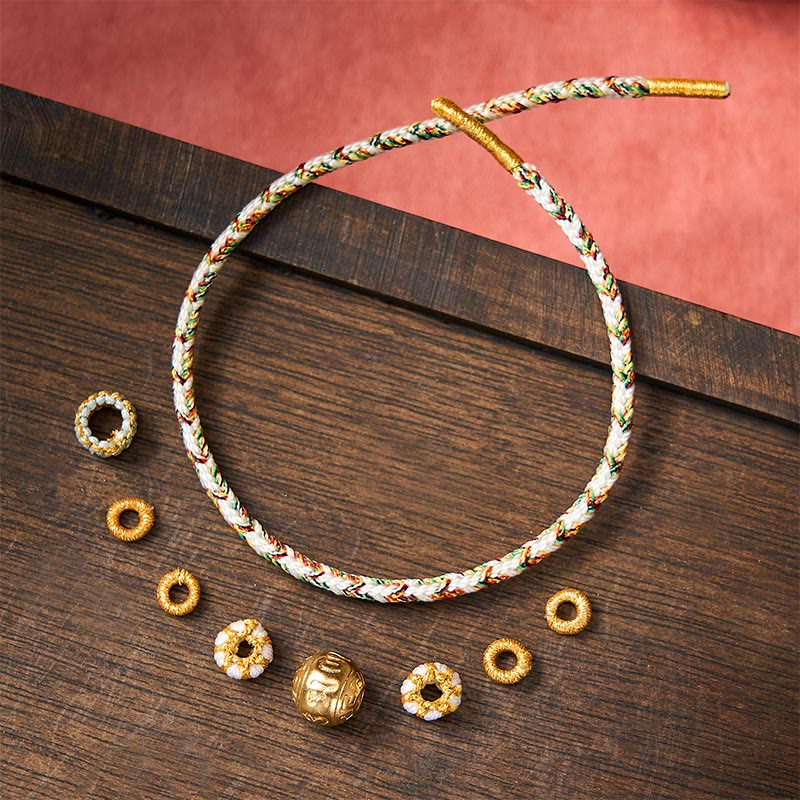 Buddha Stones Bracelet de sagesse Om Mani Padme Hum en corde tressée blanche - image 3