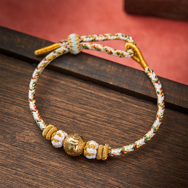 Buddha Stones Bracelet de sagesse Om Mani Padme Hum en corde tressée blanche - image 1