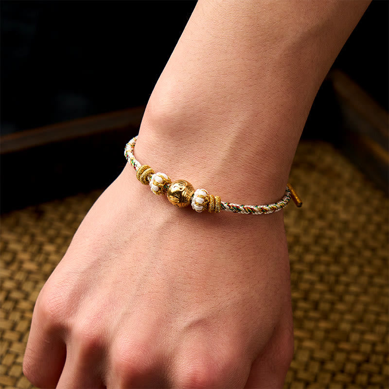 Buddha Stones Bracelet de sagesse Om Mani Padme Hum en corde tressée blanche - image 4