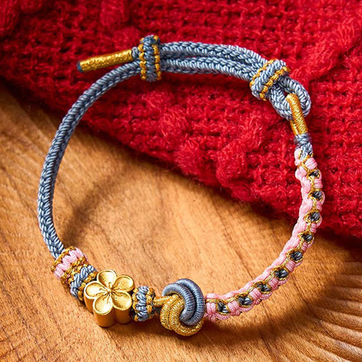 Buddha Stones Bracelet ajustable à nœud en corde tressée - Accessoire bleu à fleurs - image 32