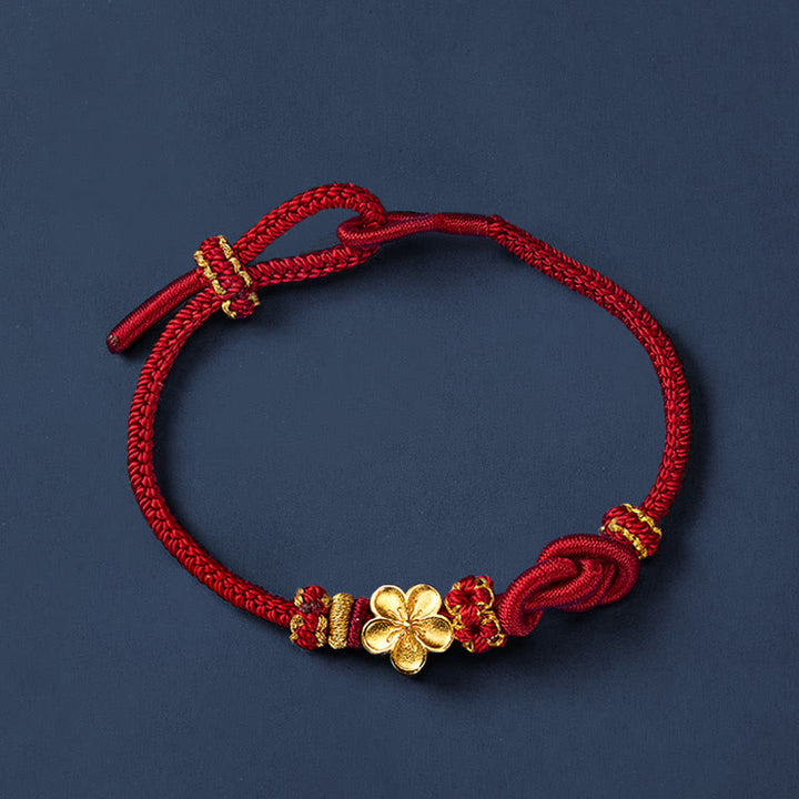 Buddha Stones Bracelet ajustable à nœud en corde tressée et fleur - image 4