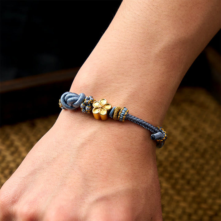 Buddha Stones Bracelet ajustable à nœud en corde tressée et fleur - image 25