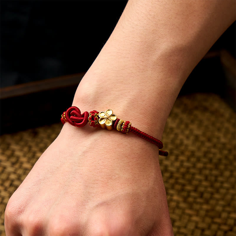 Buddha Stones Bracelet ajustable à nœud en corde tressée et fleur - image 6