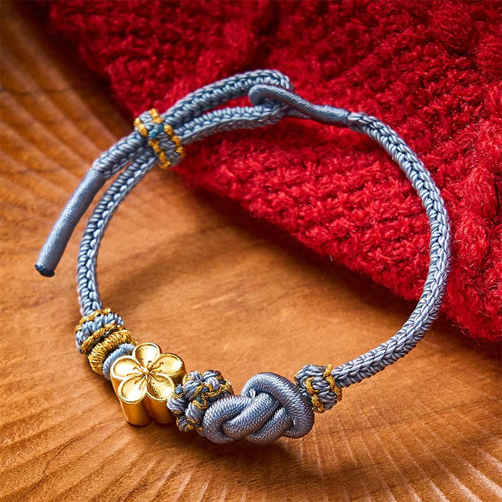 Buddha Stones Bracelet ajustable à nœud en corde tressée et fleur - Accessoire bleu à fleurs - image 20