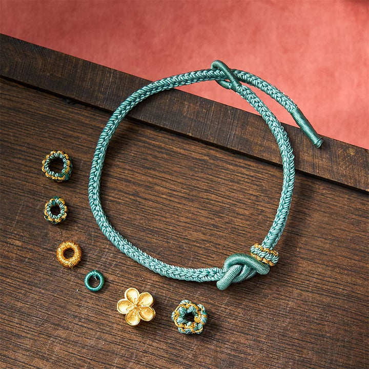 Buddha Stones Bracelet ajustable à nœud en corde tressée et fleur - image 18