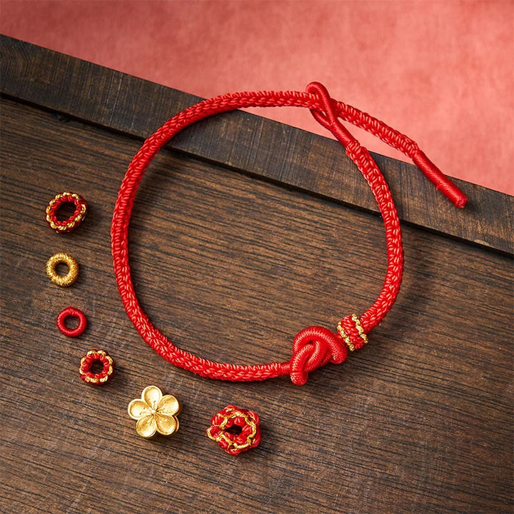 Buddha Stones Bracelet ajustable à nœud en corde tressée et fleur - image 10