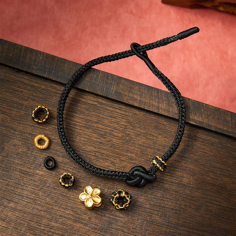 Buddha Stones Bracelet ajustable à nœud en corde tressée et fleur - image 13