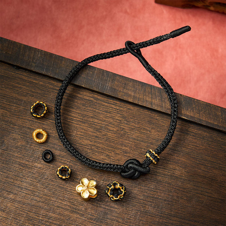 Buddha Stones Bracelet ajustable à nœud en corde tressée et fleur - image 13