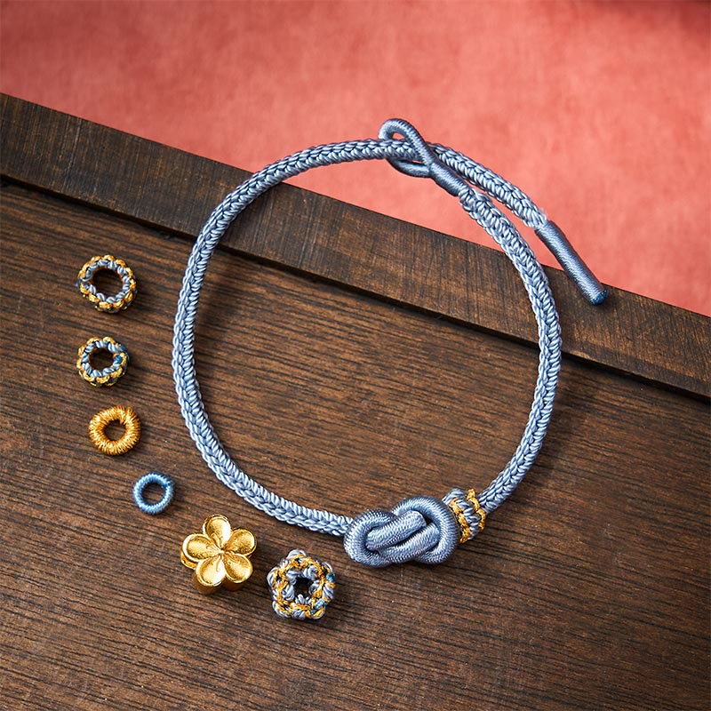 Buddha Stones Bracelet ajustable à nœud en corde tressée et fleur - image 24