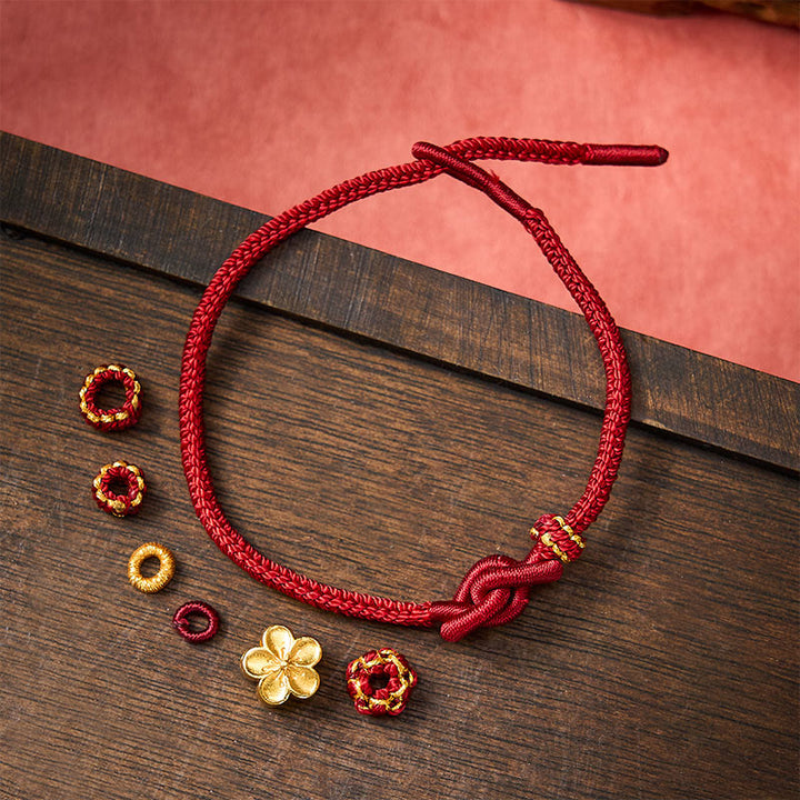 Buddha Stones Bracelet ajustable à nœud en corde tressée et fleur - image 5