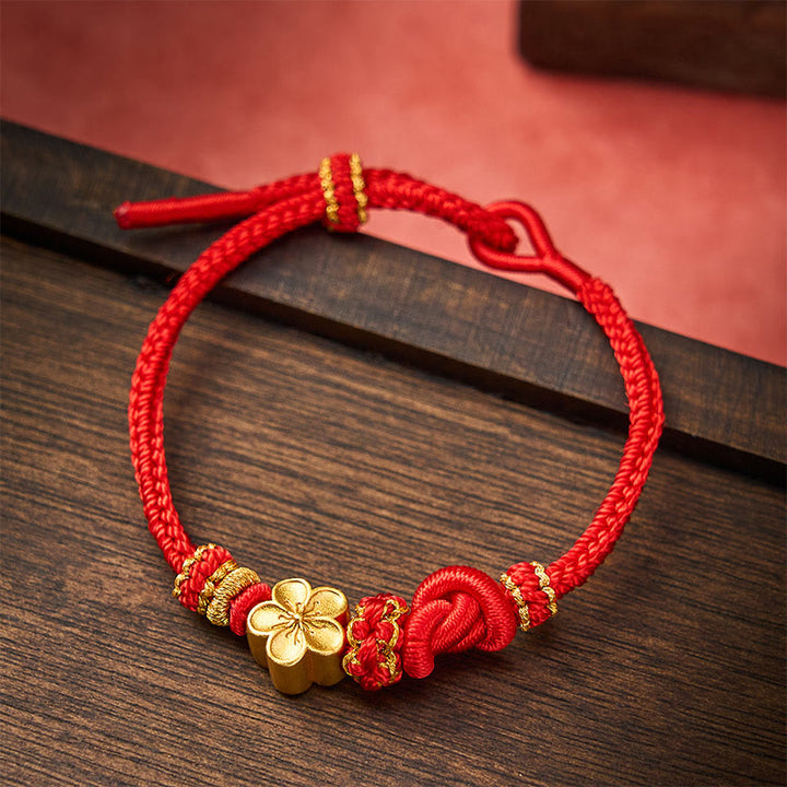 Buddha Stones Bracelet ajustable à nœud en corde tressée et fleur - image 8
